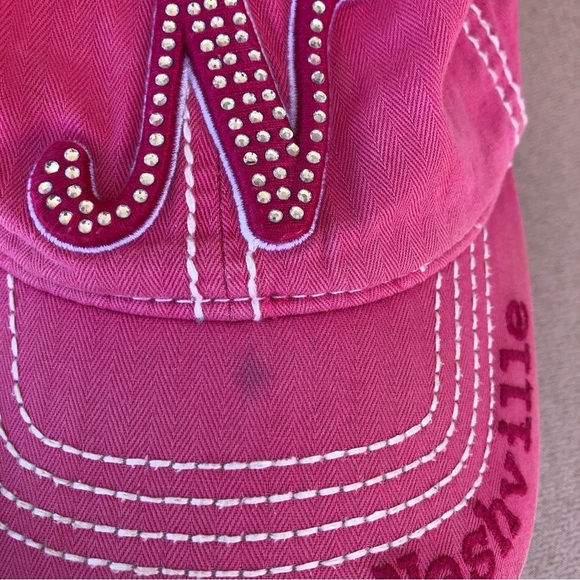 Robin Ruth 100% Cotton Pink Nashville Baseball Hat Cap Rhinestone Adjustable - Picture 12 of 12